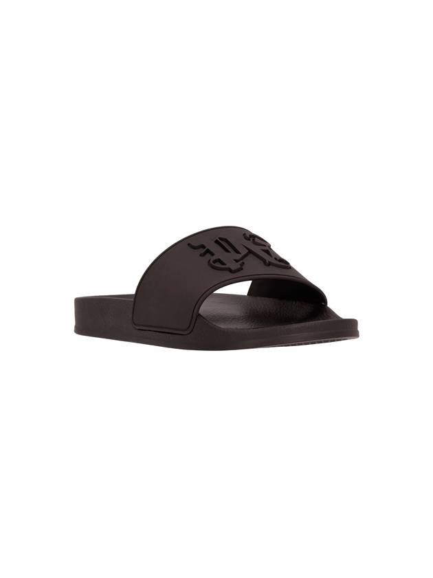 rubber-rise monogram flat slider sandals - PALM ANGELS - BALAAN 3