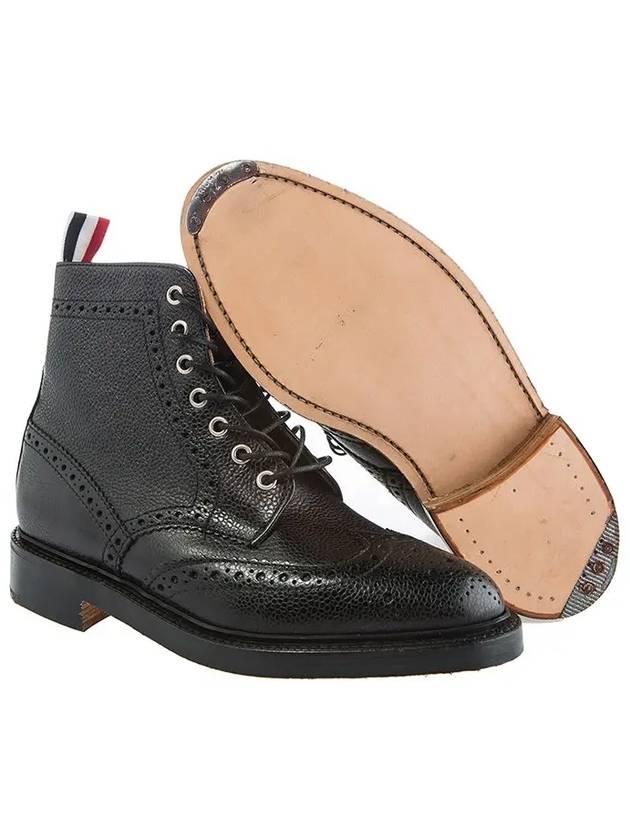 11th Anniversary Pebble Leather Wingtip Brogue Boots Black MFR016AP5210 - THOM BROWNE - BALAAN 4