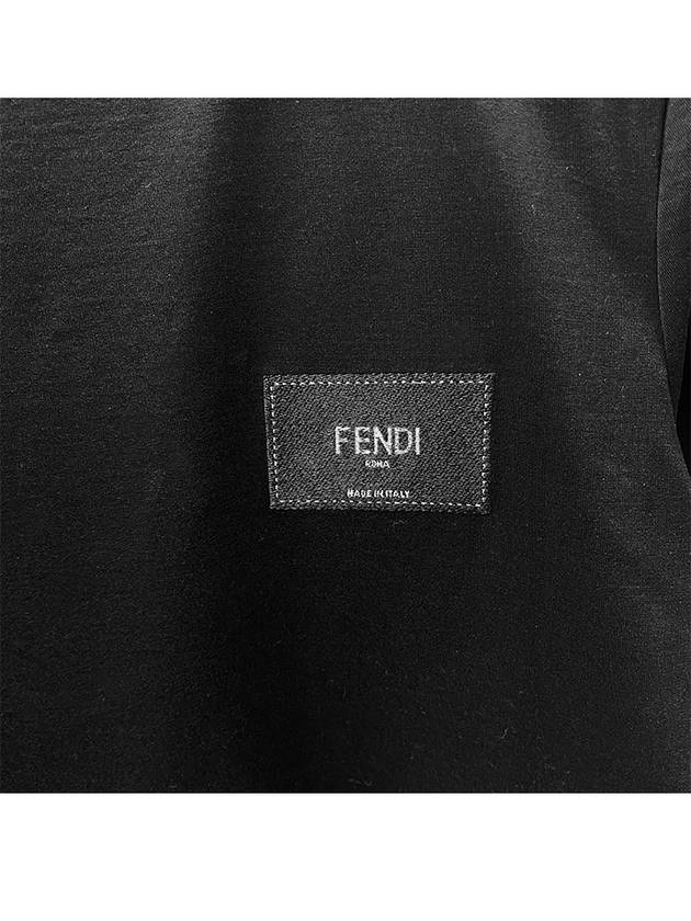 Embroidered Logo Jersey Cotton Short Sleeve T-Shirt Black - FENDI - BALAAN 6