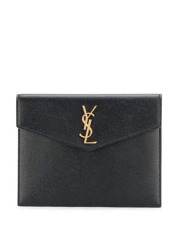 Envelope Uptown Baby Clutch Bag Black - SAINT LAURENT - BALAAN 1