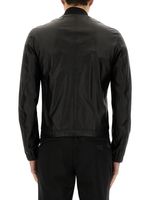 Men's Brand Tag Leather Jacket Black - DOLCE&GABBANA - BALAAN 4