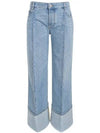 Turn-Up Hem Curved Light Bleached Straight Jeans Blue - BOTTEGA VENETA - BALAAN 2