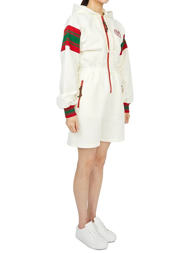 Interlocking G Logo Hooded Jersey Zipped Jumpsuit Ivory - GUCCI - BALAAN.