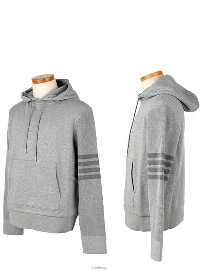 Classic Loopback 4-Bar Cotton Hoodie Grey - THOM BROWNE - BALAAN 2