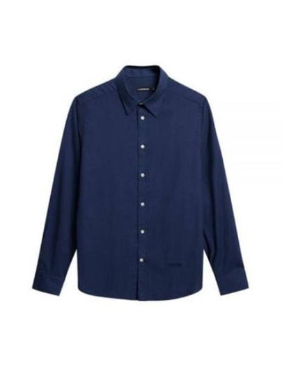 Light Flannel Slim Long Sleeve Shirt Navy - J.LINDEBERG - BALAAN 2