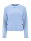 Metal Note Button Wool Knit Top Blue - BOTTEGA VENETA - BALAAN 2