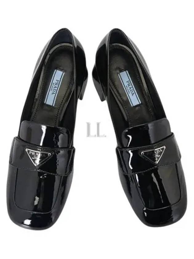 Enamel Metal Triangle Logo Loafers Black - PRADA - BALAAN 2