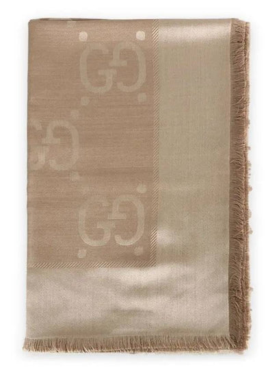 GG Jacquard Silk Wool Scarf Beige - GUCCI - BALAAN 2