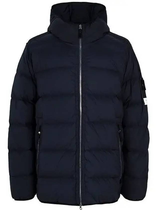 Seamless Logo Nylon Hooded Down Jacket Navy - STONE ISLAND - BALAAN 2