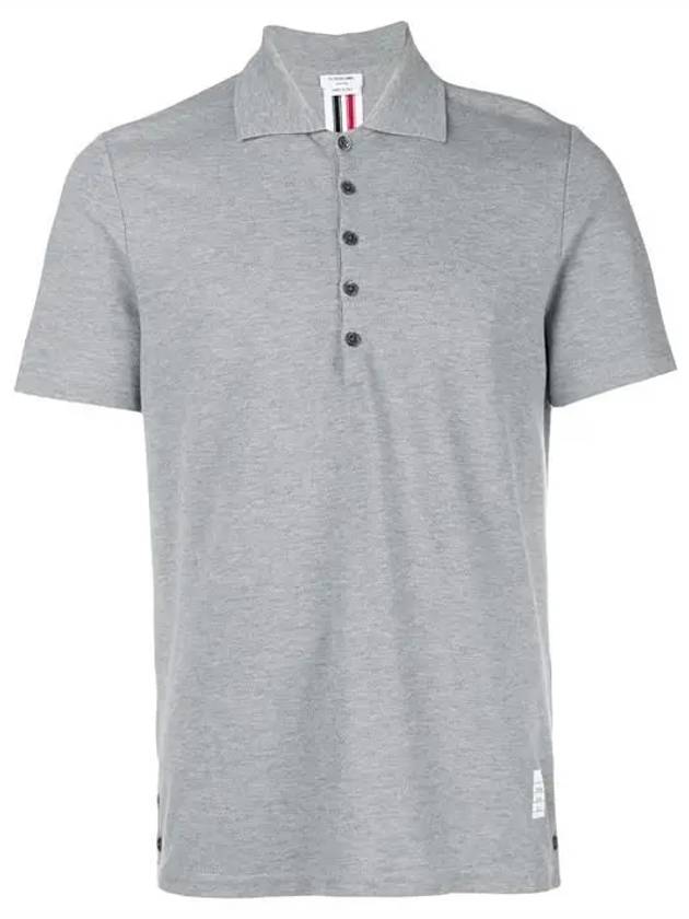 Men's Cotton Pique Center Bag Striped Short Sleeve Polo Shirt Grey - THOM BROWNE - BALAAN 2