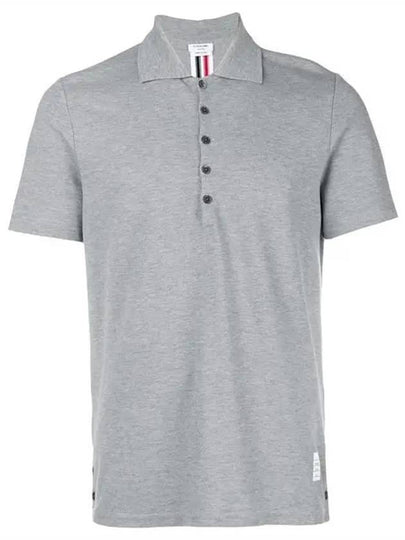 Men's Cotton Pique Center Bag Striped Short Sleeve Polo Shirt Grey - THOM BROWNE - BALAAN 2