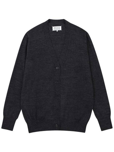 Women's Stitched V Neck Wool Cardigan Dark Grey - MAISON MARGIELA - BALAAN 1