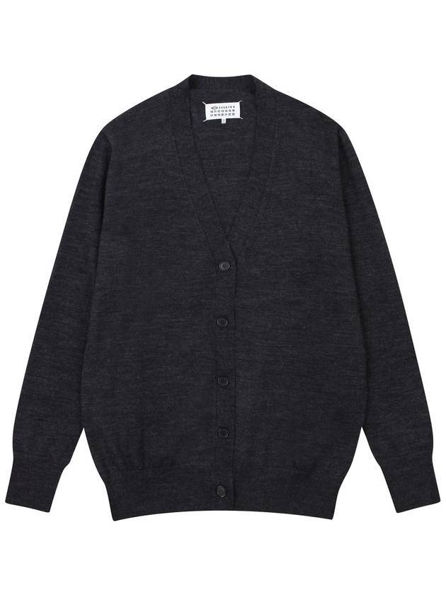 Women's Stitched V Neck Wool Cardigan Dark Grey - MAISON MARGIELA - BALAAN 1