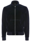 High Neck Zipper Bomber Velor Track Jacket Navy - TOM FORD - BALAAN 3