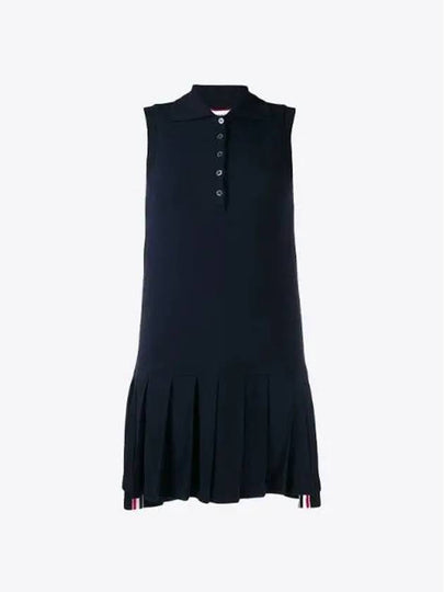 Women's Classic Pique Sleeveless Tennis Dress Navy - THOM BROWNE - BALAAN 2