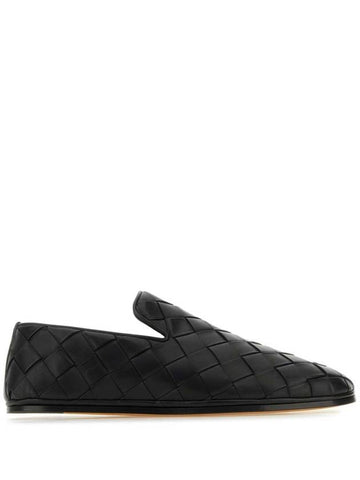 Intrecciato Leather Loafers Black - BOTTEGA VENETA - BALAAN 1