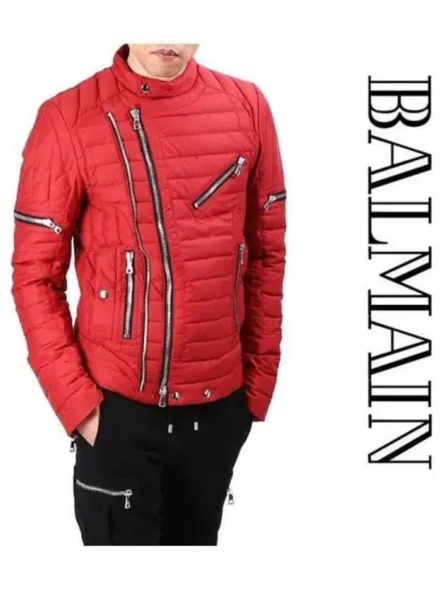 Red quilted biker jacket 270839 - BALMAIN - BALAAN 1