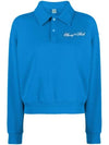 Embroidery Logo Long Sleeve Cotton Polo Shirt Blue - SPORTY & RICH - BALAAN 1