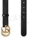 Men's GG Marmont Double G Buckle Gold Hardware Leather Belt Black - GUCCI - BALAAN 7