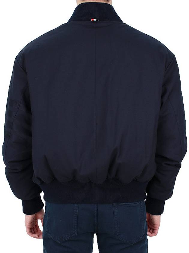 4 Bar Oversized Down Bomber Jacket Navy - THOM BROWNE - BALAAN 6