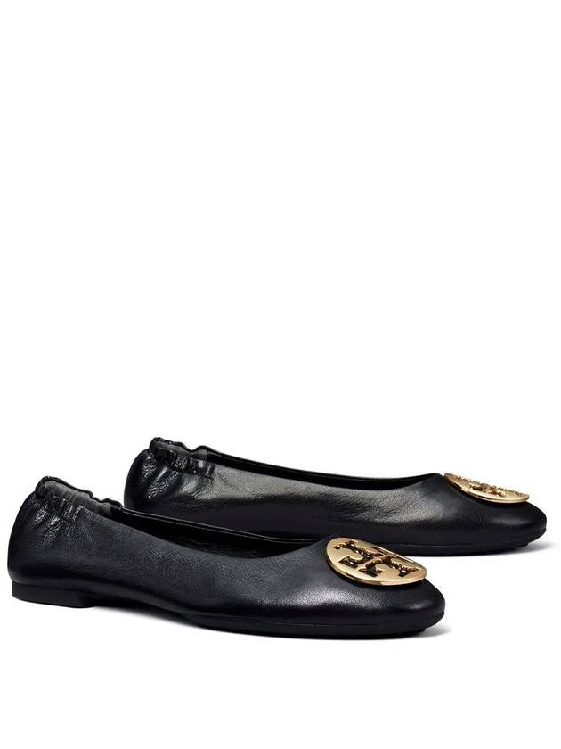 Logo Leather Ballerina Flat Black - TORY BURCH - BALAAN 3