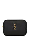 Calypso Leather Beauty Pouch Bag Black - SAINT LAURENT - BALAAN 1