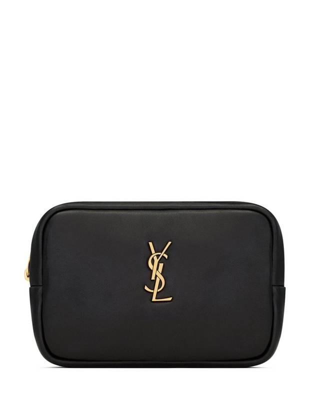 Calypso Leather Beauty Pouch Bag Black - SAINT LAURENT - BALAAN 1