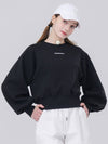 Ribbon Decoration Hem Rib Crop Naglan Black Sweatshirt DO3242SW50 - DOYOUKNOWMC GOLF WEAR - BALAAN 1