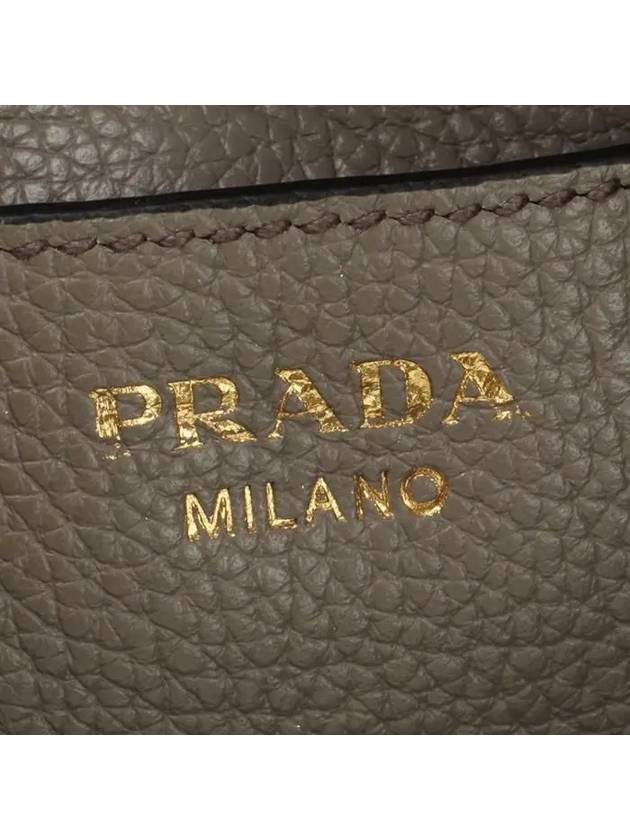 Vitello Phoenix Gold-Plated Logo Leather Bucket Bag Argilla - PRADA - BALAAN 7