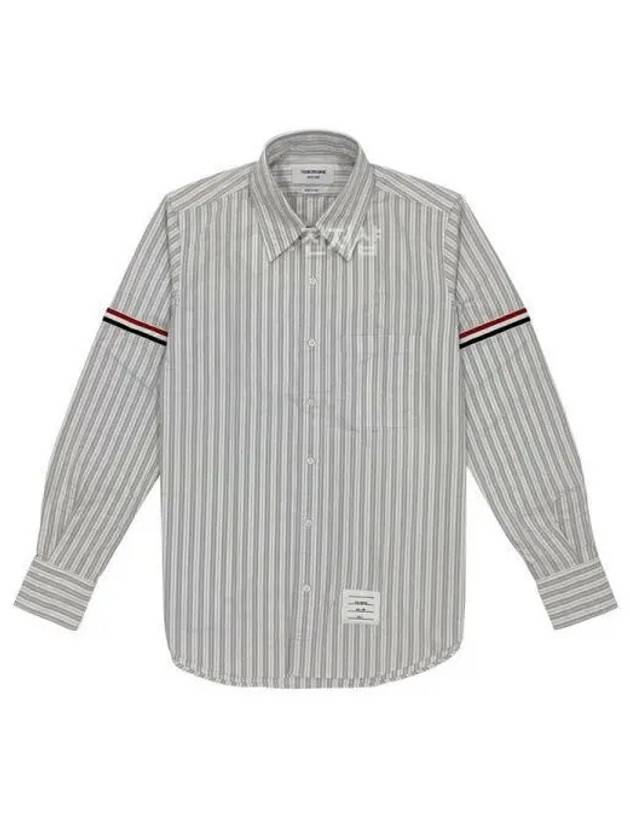 Stripe Oxford Armband Long Sleeve Shirt Grey - THOM BROWNE - BALAAN 2