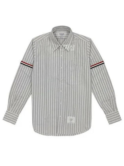 Stripe Oxford Armband Long Sleeve Shirt Grey - THOM BROWNE - BALAAN 2