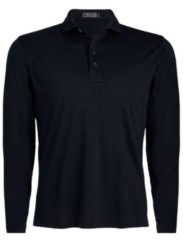 Men's Lightweight Fine Wool Polo Long Sleeve T-Shirt Black - G/FORE - BALAAN 2