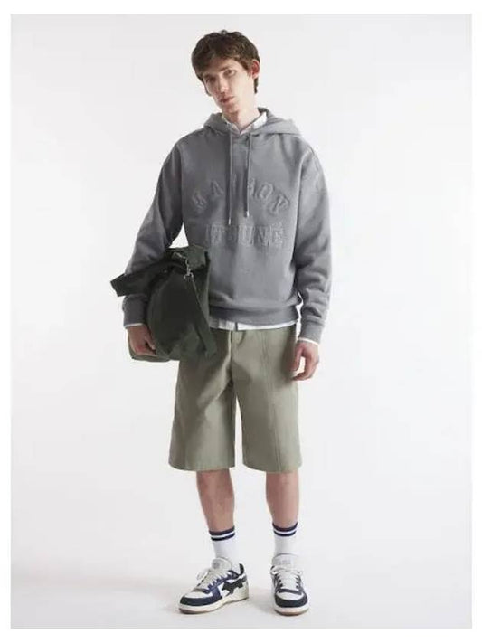 Men s Varsity Baseball Jumper Oversized Hooded Sweatshirt Hoody Medium Gray Melange Domestic Product - MAISON KITSUNE - BALAAN 1