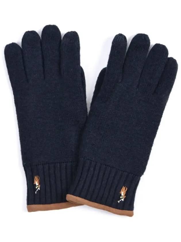 Pony Logo Embroidered Wool Gloves Navy - POLO RALPH LAUREN - BALAAN 4