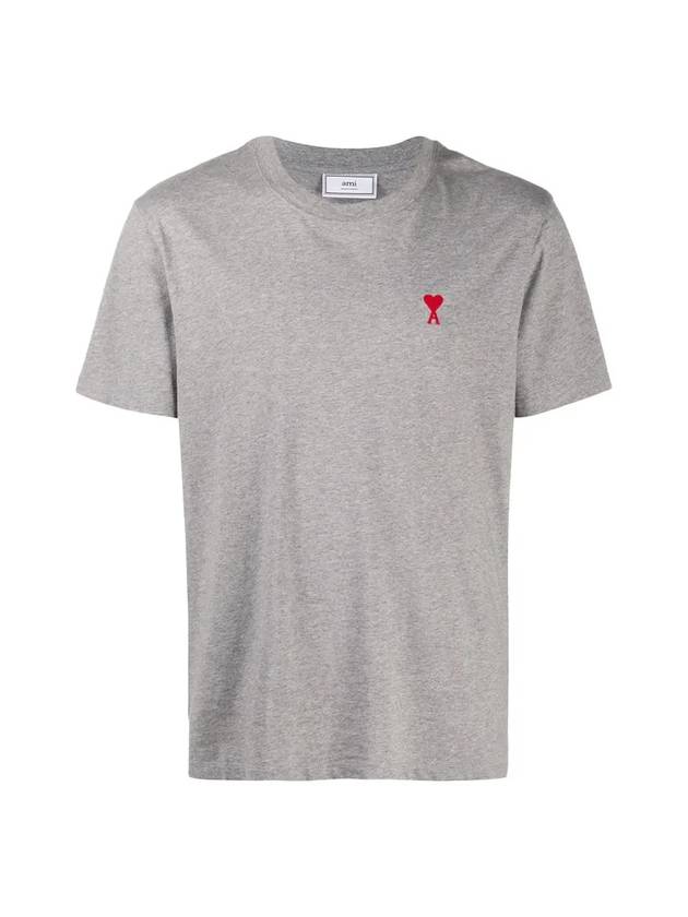 Heart Logo Patch Short Sleeve T-Shirt Grey - AMI - BALAAN 1