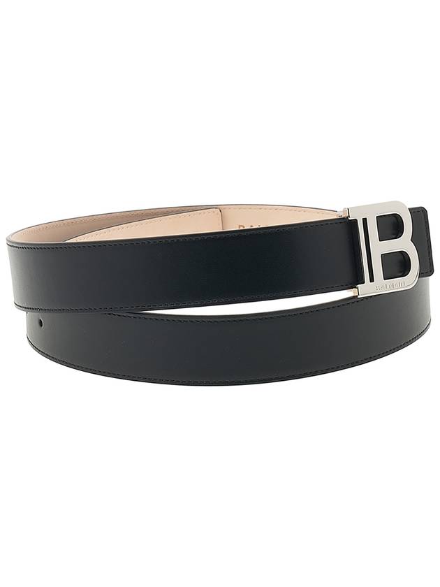 Buckle Smooth Leather Belt Black - BALMAIN - BALAAN.