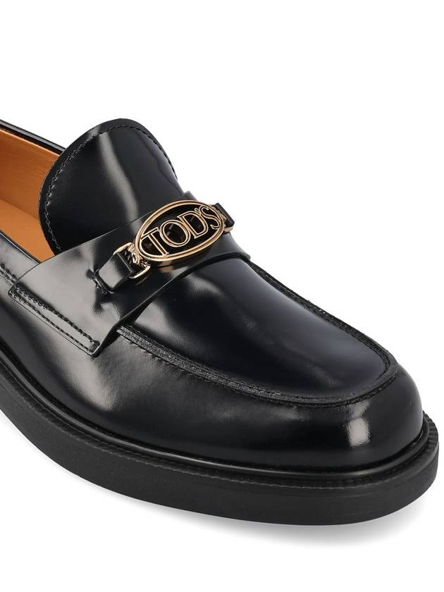 Metal Logo Leather Loafers Black - TOD'S - BALAAN 5