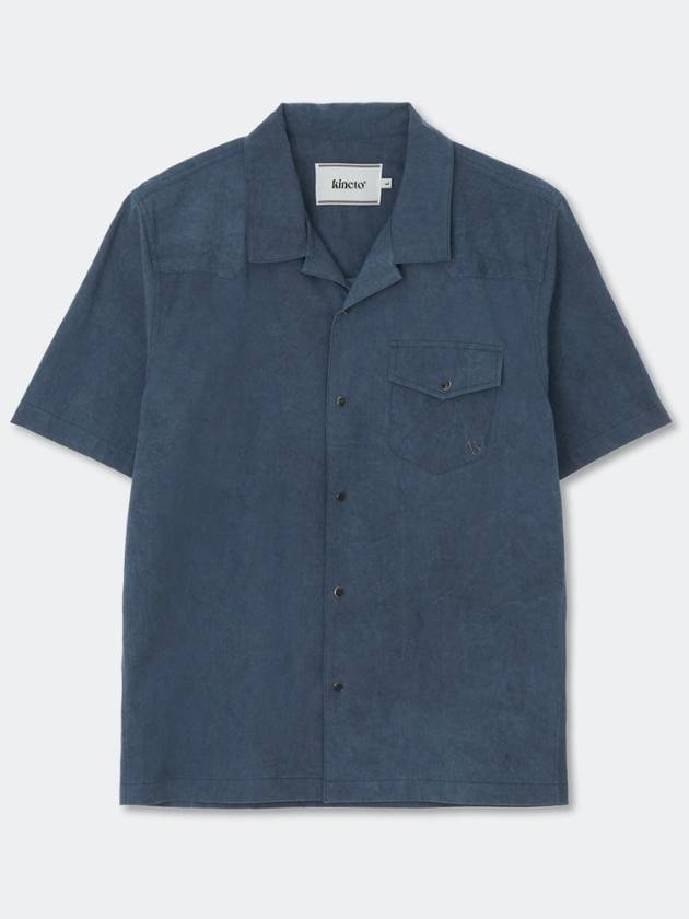 Western Dyed Milling Open Collar Shirt_Navy - KINETO - BALAAN 3