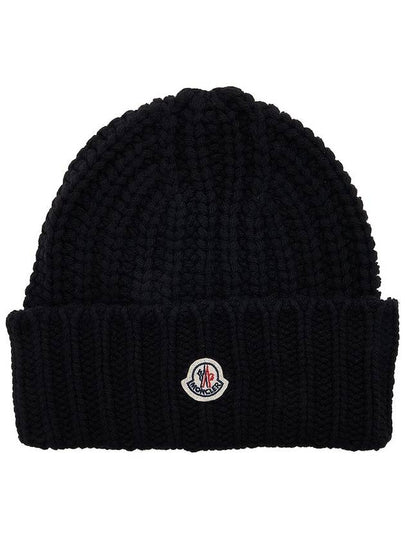 Logo Patch Cashmere Blend Beanie Black - MONCLER - BALAAN 2