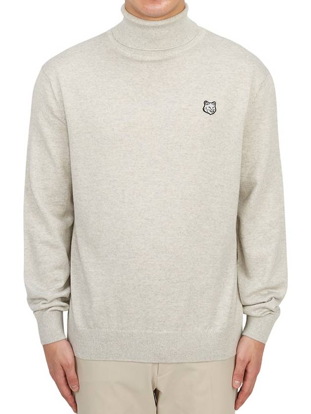 Fox Head Patch Turtleneck Knit Top Light Grey Melange - MAISON KITSUNE - BALAAN 2