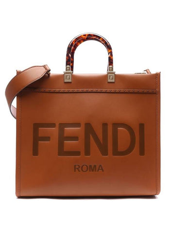 Sunshine Logo Medium Tote Bag Brown - FENDI - BALAAN 1