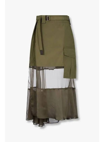 Women s See through Point Cargo Skirt Green - SACAI - BALAAN 1