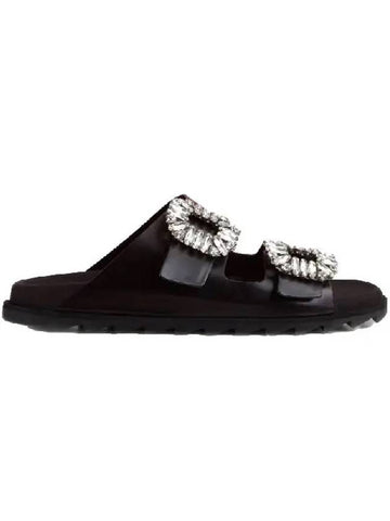 Silver Buckle Slippers Black - ROGER VIVIER - BALAAN 1