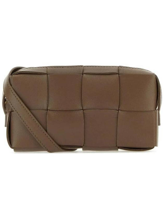 Intrecciato Cassette Leather Mini Cross Bag Taupe Grey - BOTTEGA VENETA - BALAAN 1