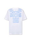 Women's Logo Print Cotton Oversized Short Sleeve T-Shirt White Blue - BURBERRY - BALAAN.