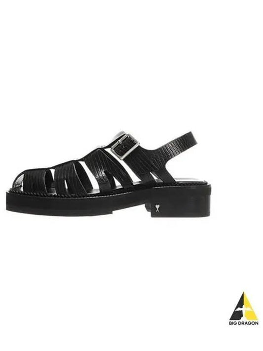 Cage Leather Sandals Black USV300 AL0006 - AMI - BALAAN 1