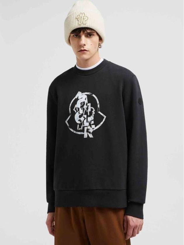 Logo Motif Cotton Sweatshirt Black - MONCLER - BALAAN 4