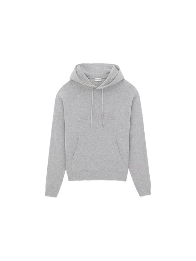 Logo Kangaroo Pocket Fleece Hoodie Grey - SAINT LAURENT - BALAAN 2