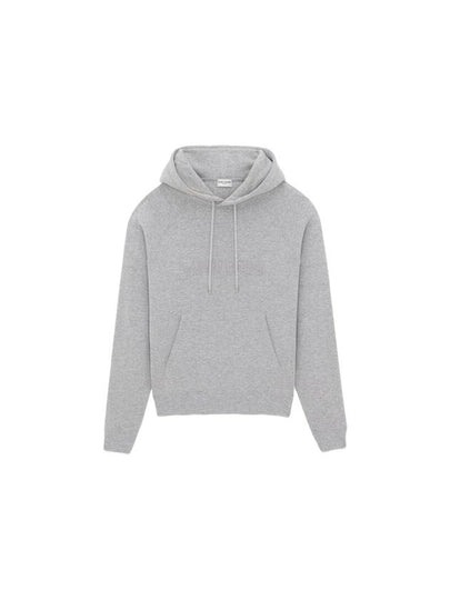 Logo Kangaroo Pocket Fleece Hoodie Grey - SAINT LAURENT - BALAAN 2