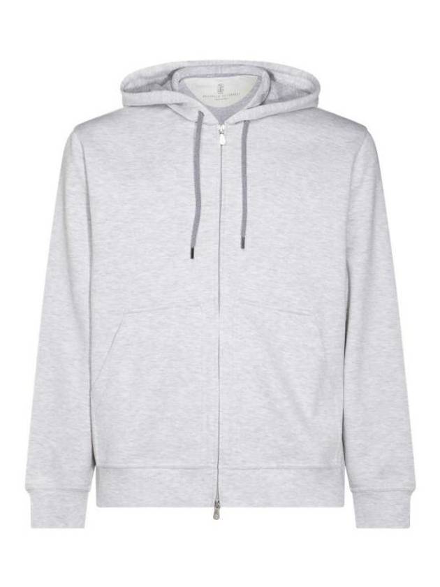 French terry hooded zip up pearl gray - BRUNELLO CUCINELLI - BALAAN 1